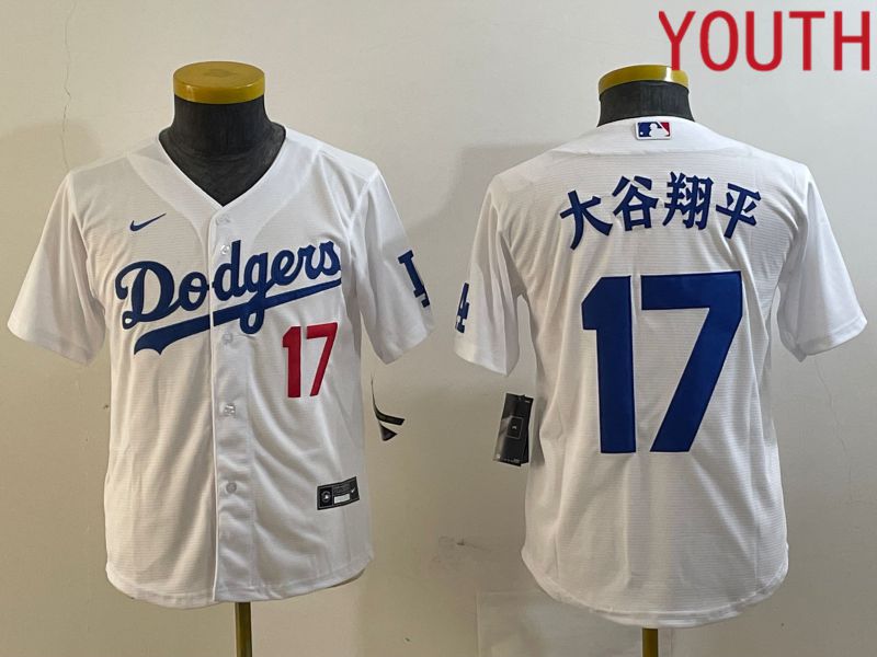 Youth Los Angeles Dodgers #17 Ohtani White Nike Game MLB Jersey style 4->youth mlb jersey->Youth Jersey